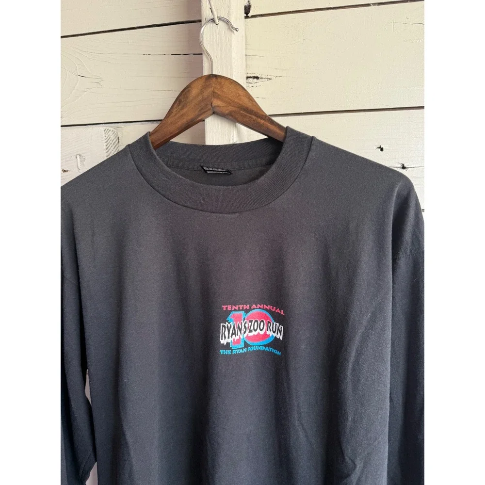 Vintage Fruit of the Loom Best Ryans Zoo Run Long Sleeve T-Shirt Black XL USA